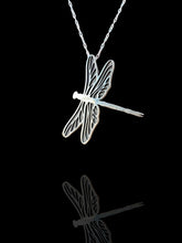 Load image into Gallery viewer, Hand-drawn Dragonfly, Sterling Silver Pendant Necklace