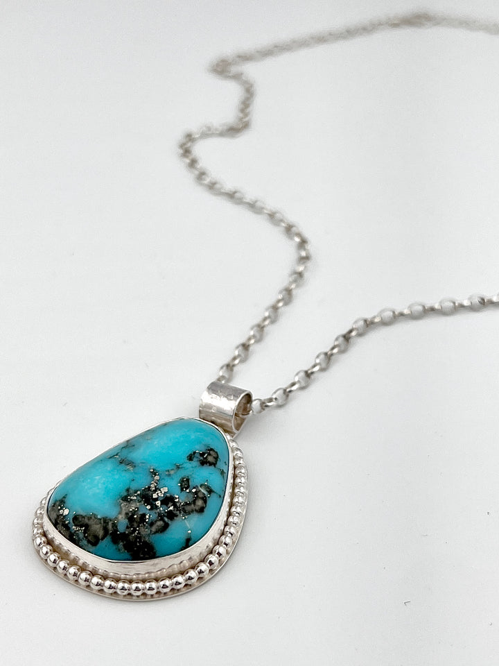 Nacazari Turquoise with Pyrite in sterling silver by www.TowedStudio.com.