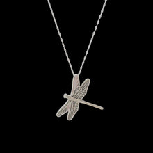 Load image into Gallery viewer, Hand-drawn Dragonfly, Sterling Silver Pendant Necklace