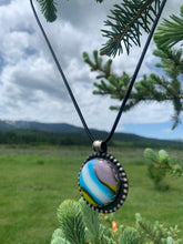 Load image into Gallery viewer, Fused glass and sterling silver pendant  by Towed Studio