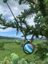 Load image into Gallery viewer, Fused glass and sterling silver pendant  by Towed Studio