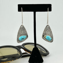 Load image into Gallery viewer, Kingman Turquoise and Sterling Silver earrings handmade by TowedStudio.com
