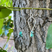Load image into Gallery viewer, Hubei Turquoise and sterling silver earrings, handmade by www.TowedStudio.com