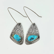 Load image into Gallery viewer, Kingman Turquoise and Sterling Silver earrings handmade by TowedStudio.com