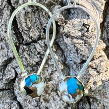 Load image into Gallery viewer, Kingman's Composite Turquoise and White Buffalo Dangle Earrings handmade by www.TowedStudio.com