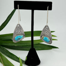 Load image into Gallery viewer, Kingman Turquoise and Sterling Silver earrings handmade by TowedStudio.com