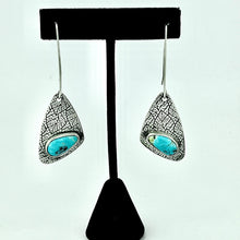 Load image into Gallery viewer, Kingman Turquoise and Sterling Silver earrings handmade by TowedStudio.com