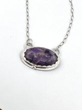 Load image into Gallery viewer, Elegant and classy handmade Amethyst pendant necklace. Metaphysical properties include tranquility and healing.