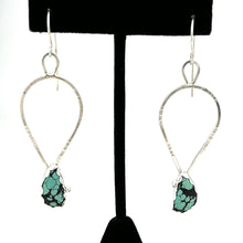 Load image into Gallery viewer, Hubei Turquoise and sterling silver earrings, handmade by www.TowedStudio.com