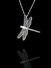 Load image into Gallery viewer, Hand-drawn Dragonfly, Sterling Silver Pendant Necklace
