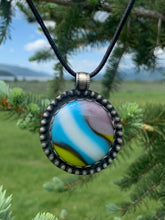 Load image into Gallery viewer, Fused glass and sterling silver pendant  by Towed Studio
