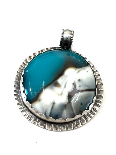 Fused glass and sterling silver pendant by www.TowedStudio.com