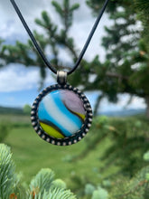 Load image into Gallery viewer, Fused glass and sterling silver pendant  by Towed Studio
