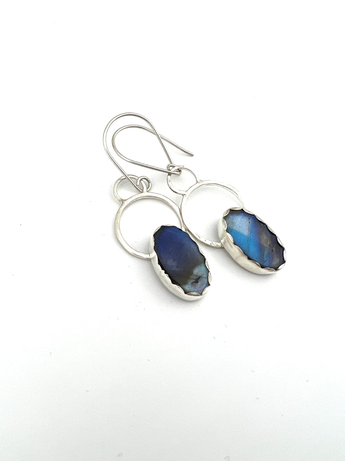 Labradorite and Sterling Silver Dangle Earrings