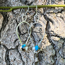 Load image into Gallery viewer, Kingman&#39;s Composite Turquoise and White Buffalo Dangle Earrings handmade by www.TowedStudio.com
