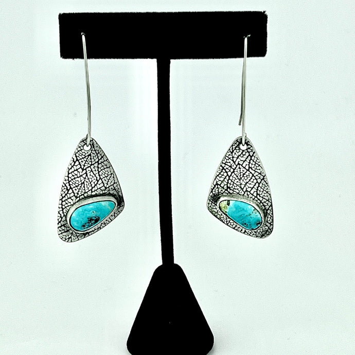 Kingman Turquoise and Sterling Silver earrings handmade by TowedStudio.com